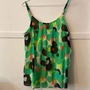 Green Floral Skinny Strap Tank Top